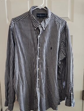 Ralph Lauren Black and White Gingham Button-Down Shirt
